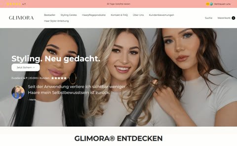 Glimora - German Hair Care Brand — Websites & Stores sample by EcomSharks