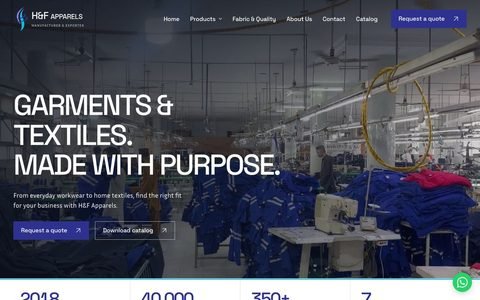 H&F Apparels - Garment Manufacturer Website — Websites & Stores sample by EcomSharks